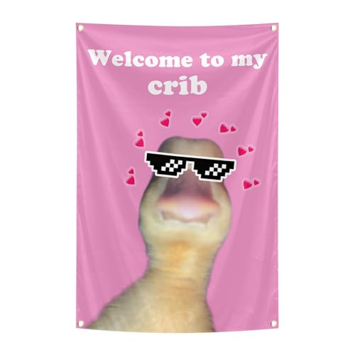 Welcome To My Crib Pink Tapestry Flag 2x3 FT with 4 Brass Grommets