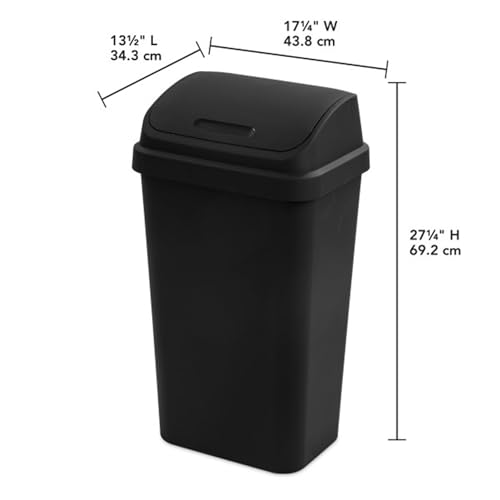 Swing Top Wastebasket 13 Gallon Black 4-Pack Trash Can