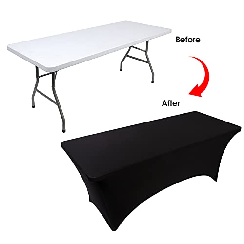 6ft Stretch Spandex Fitted Tablecloth - Wrinkle-Free Rectangle Table Cover