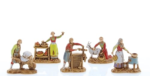 Moranduzzo Set of 11 Hand-Finished Nativity Figurines for 1:50 Scale Cribs, Made in Italy