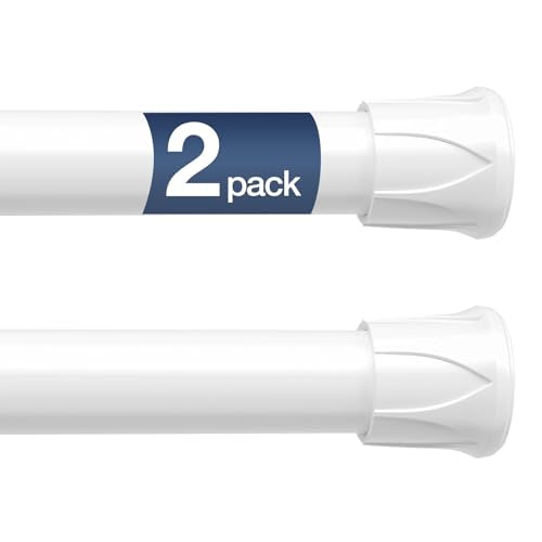 Adjustable Spring Tension Curtain Rods 28-48 Inch, White, 2-Pack