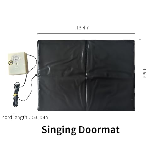 Christmas Musical Doormat with Sound Activation - Orange/Black Holiday Decor, Indoor/Outdoor Durable Faux Leather, 13.4x9.6 Inches