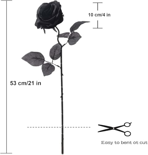 12 PCS Artificial Black Roses - Realistic Silk Flowers for Home & Wedding Decor