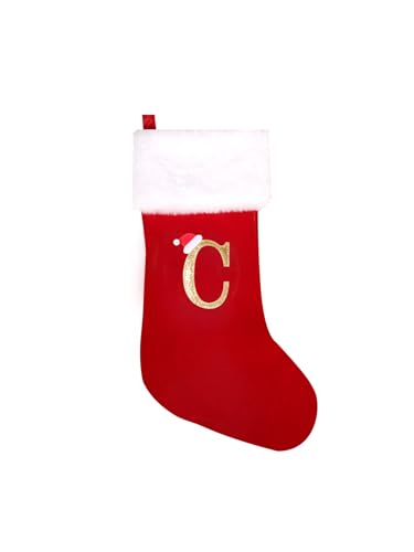 20-Inch Monogram Plush Christmas Stocking with Embroidered Initial