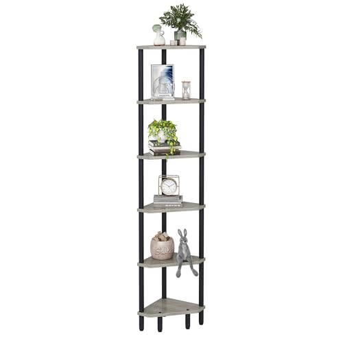 6-Tier Tall Corner Shelf, 66.5-Inch Narrow Standing Bookshelf for Storage