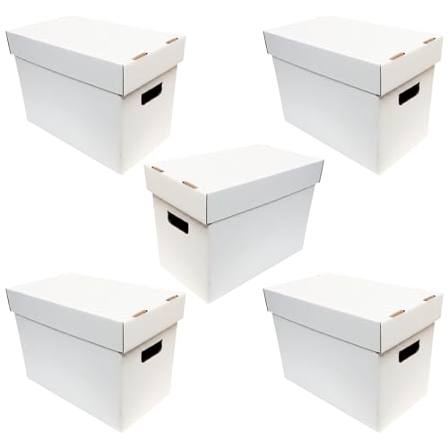 Heavy-Duty Magazine Storage Boxes with Lids, 5-Pack Corrugated File Organizers