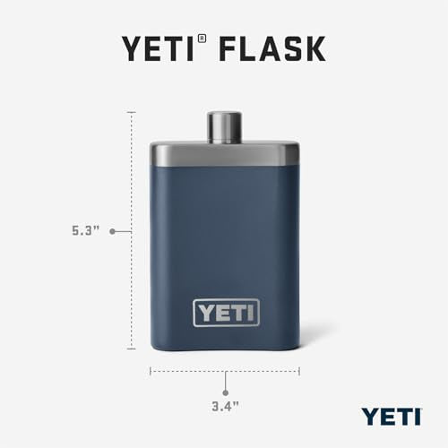 YETI 7 oz Stainless Steel Flask with Funnel - Black Portable Drink Bottle