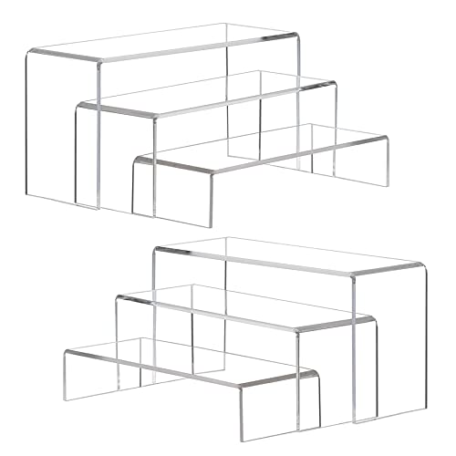 6-Piece Clear Acrylic Display Risers Set for Collectibles and Retail