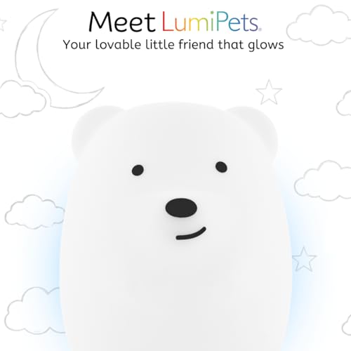 Squishy Bear LED Night Light for Kids - Rechargeable Silicone Lamp
