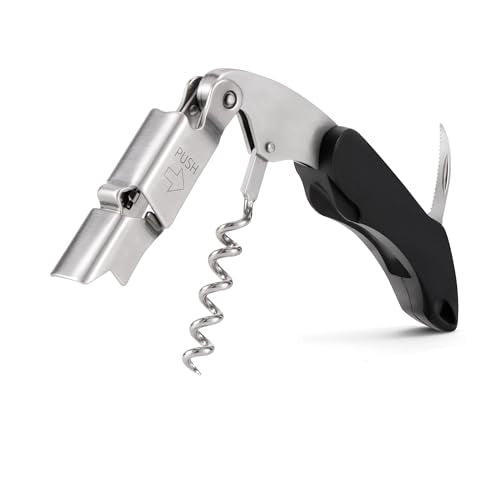 Premium Stainless Steel Double-Hinged Corkscrew Wine Opener - Black