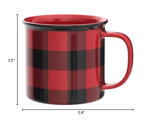 Now Designs Red Buffalo Check Heritage Mug Set of 2 12 oz - Cozy Kitchen Drinkware