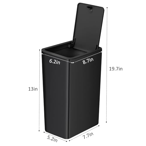 Slim Plastic Trash Can with Pop-Up Lid - 10L / 2.6 Gallon Small Garbage Can