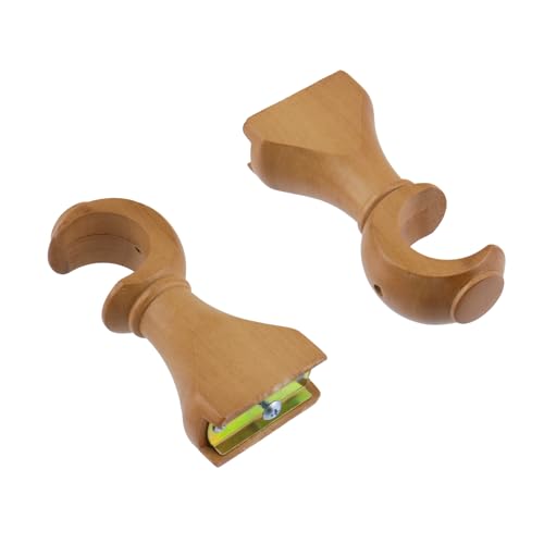 Solid Wood Curtain Rod Brackets for 1-3/8 Inch Poles, Set of 4