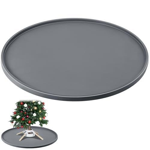 Gray Silicone Christmas Tree Floor Protector Mat - 31 Inch Waterproof Xmas Stand Cover