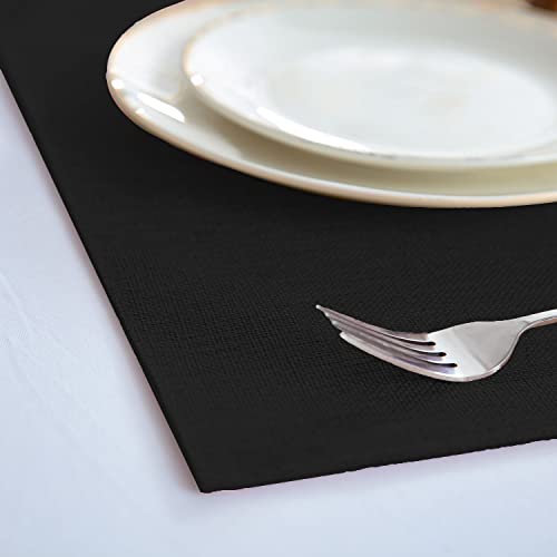 Set of 8 Cloth Placemats, Machine Washable Linen-Look Polyester Table Mats