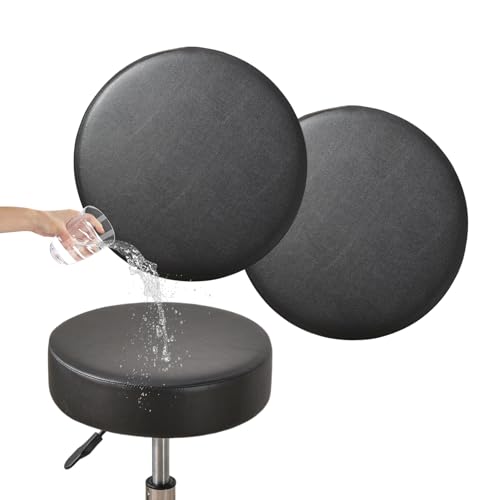 Waterproof Bar Stool Covers Set of 2 - Round Slipcovers for 12-15 Inch Chairs