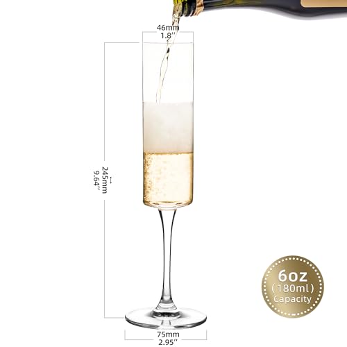 UMEIED 6oz Champagne Flutes Set of 12 Long Stem Glasses Elegant Party Drinkware