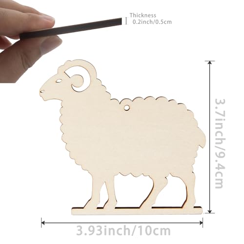 Unfinished wooden sheep ornaments, 10 pcs wall decor twine crafts