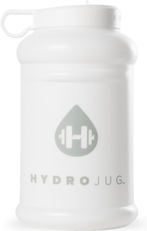HydroJug Half Gallon Water Bottle - Refillable & Leakproof 73oz Jug with Carry Handle - BPA Free, White