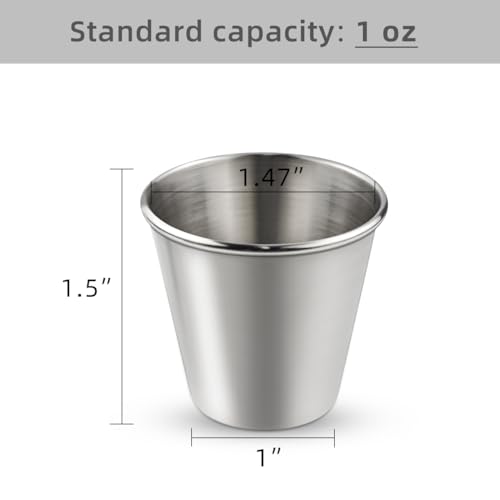 12 Pack Stainless Steel 1oz Shot Glasses - Durable Barware for Home & Travel