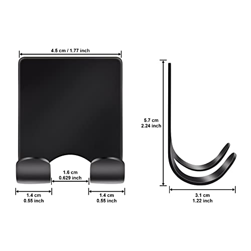 4-Pack Stainless Steel Adhesive Shower Razor Holder and Wall Hooks, Black