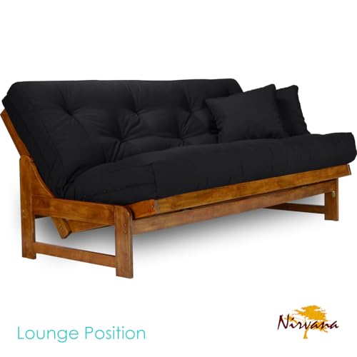 Queen Size Hardwood Futon Set with 8-Inch Mattress and Twill Cover