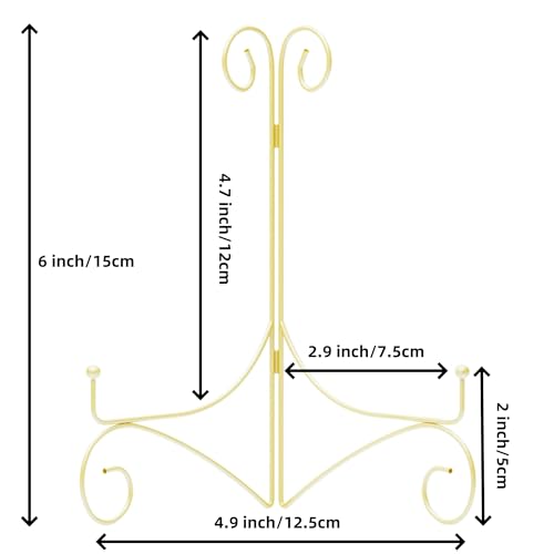 6 Inch Foldable Gold Iron Display Stand for Plates, Photos, and Art Pieces