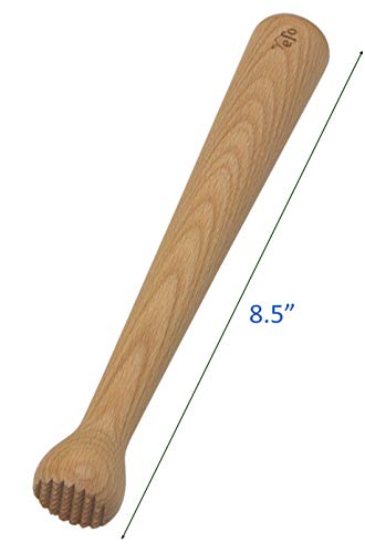 Wooden Cocktail Muddler for Bar & Kitchen - Durable Beechwood Ice Crusher & Herb Masher