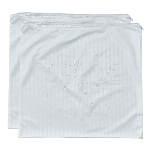 24x24 Waterproof Euro Pillow Protectors - Zippered Feather Proof Covers (2 Pack)
