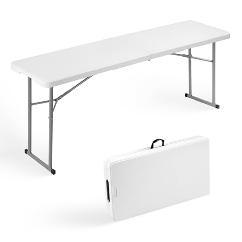 6ft Narrow Folding Table, Portable Heavy Duty Plastic Utility Table
