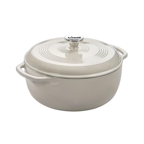 6-Quart Enameled Cast Iron Dutch Oven with Lid & Dual Handles - Oyster White