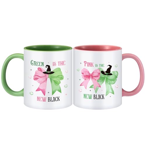 Didaey 12oz Pink & Green Princess Witch Mugs Set of 2 – Ceramic Drinkware