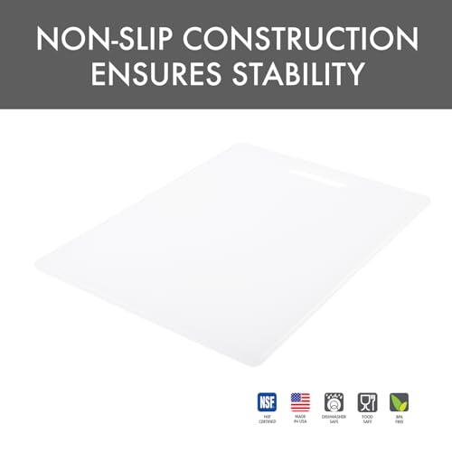 Dexas NSF Polysafe Cutting Board with Handle, 11 by 14.5 inches, White