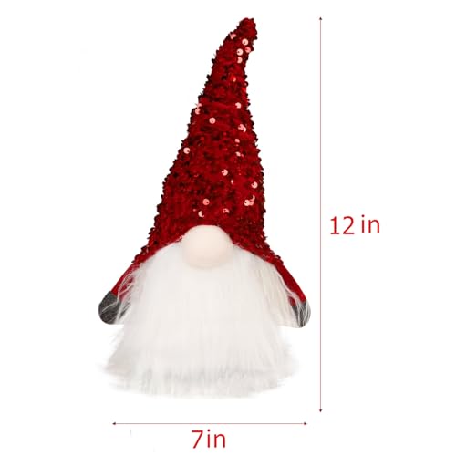 Lighted Christmas Gnomes Tabletop Decor - 12" LED Swedish Tomte Elves (2-Pack)