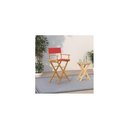 Foldable Solid Wood Director's Chair with Armrests, 30-Inch Honey Oak