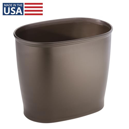 Slim Plastic Trash Can for Bathroom and Office, Bronze 2.1 Gallon