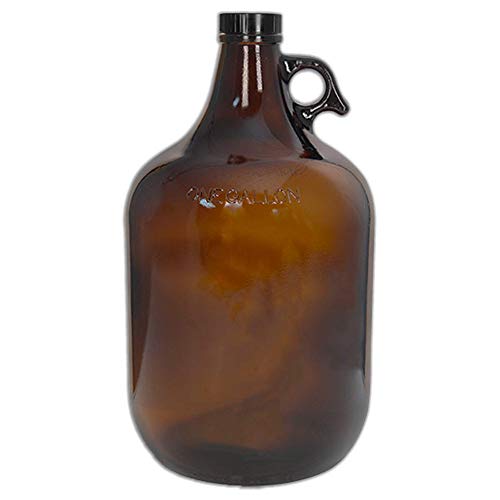 1 Gallon Amber Glass Jug with 38mm Cap - Food Safe Storage Container