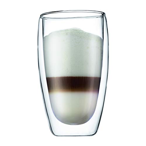 15oz Double Wall Insulated Borosilicate Glass Mugs, Set of 2