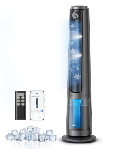 DREO TurboCool Misting Tower Fan 6L Evaporative Air Cooler Grey