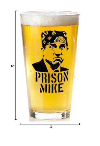 Funny Prison Character Pint Beer Glass - 16 Oz Novelty Drinking Glass