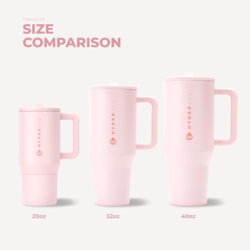 HydroJug Traveler 40oz Insulated Tumbler with Handle and Straw Pink Sand