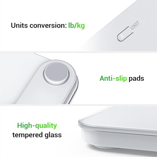 OVUTEK Digital Bathroom Scale for Body Weight, Tempered Glass, 400lb