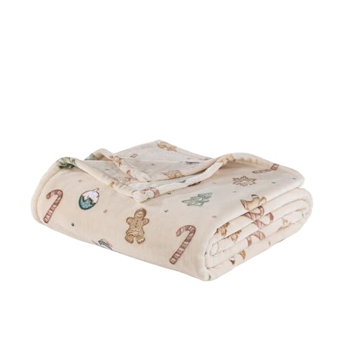 Sushing Confections Grain Fleece Christmas Throw 60x70 Inches Soft Plush Cozy Decor