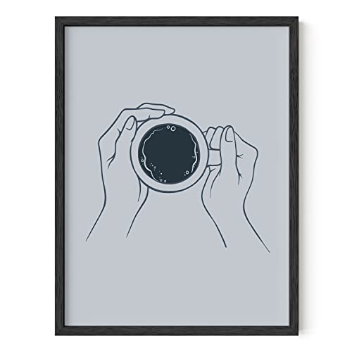 Minimalist Coffee Line Drawing Wall Art Print, 12" x 16" Unframed