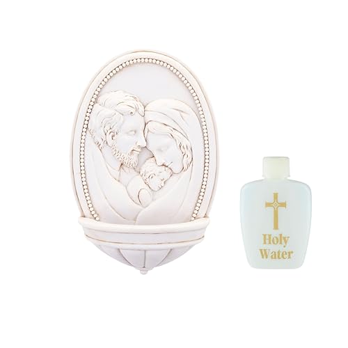 Holy Family Nativity Holy Water Font - 7.5-Inch Stone-Look Wall Decor