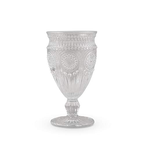 Vintage Inspired Pressed Glass Goblet - Clear Stemware for Cocktails