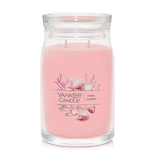 Yankee Candle Pink Sands Scented, Signature 20oz Large Jar 2-Wick Candle, Over 60 Hours of Burn Time