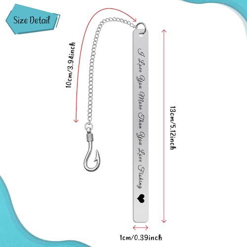 I Love You More Than You Love Fishing Bookmark - Stainless Steel Gift for Him