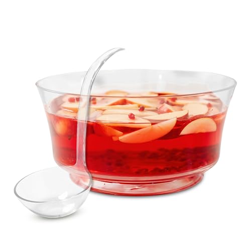 JAYE & BLAKE Premium Acrylic Punch Bowl Set with Ladle, 12-Inch, 1.5 Gallon, Clear