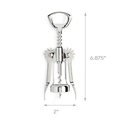 Cooking Light Premium Stainless Steel Winged Corkscrew Wine Opener - Portable All-in-One Bottle Opener, Black, Model: Wing Wine Opener
